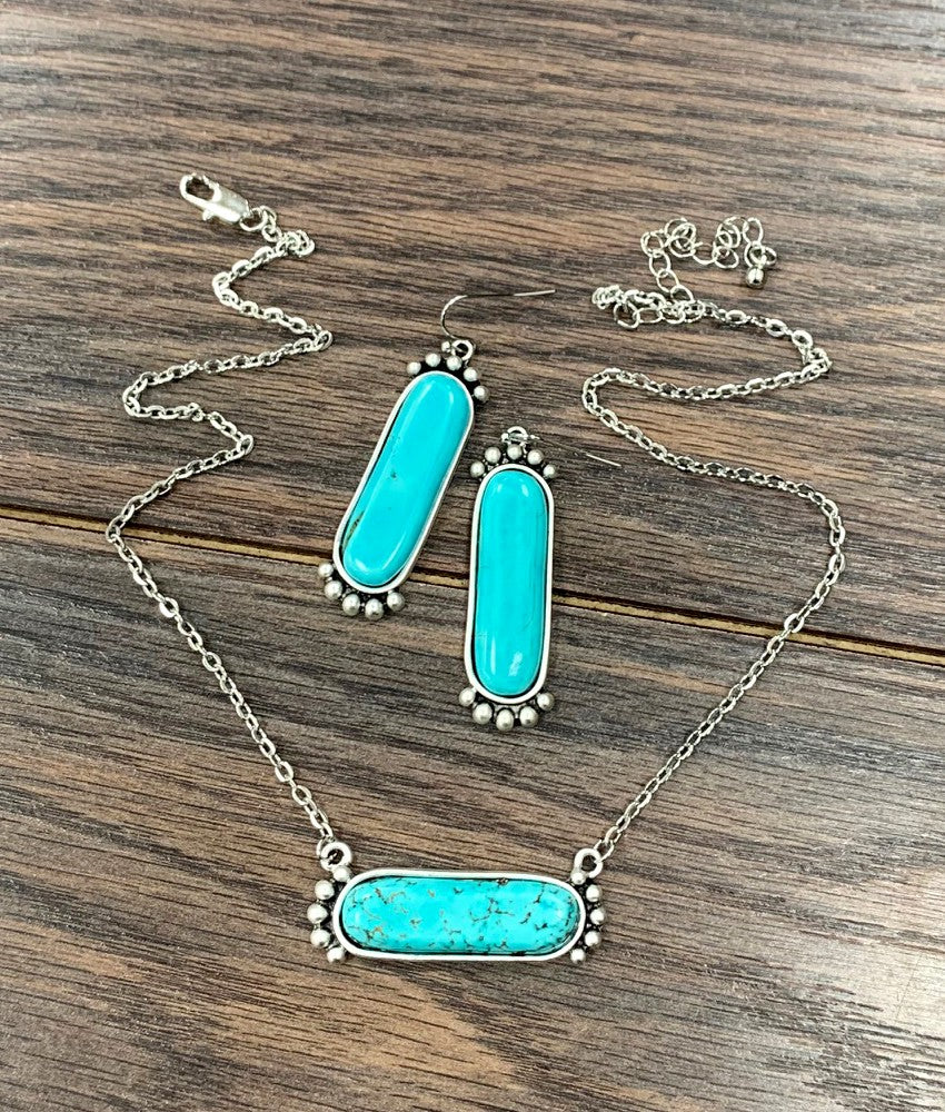 Gemstone Necklace Earrings Set