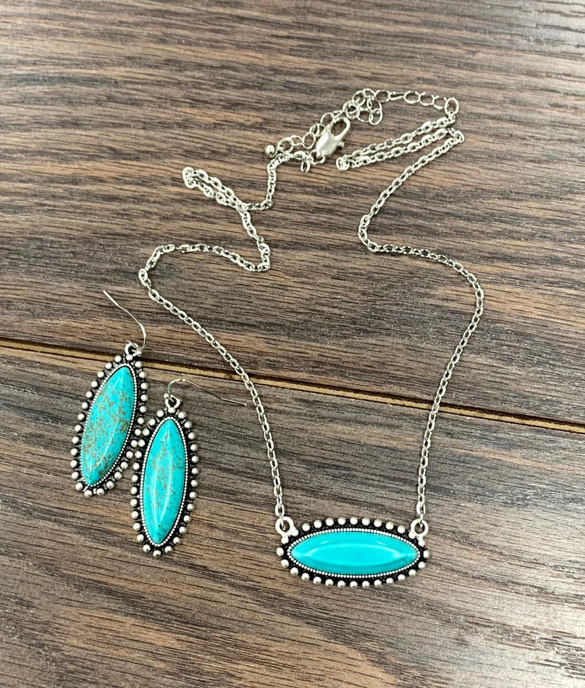 Turquoise Necklace Earrings Set