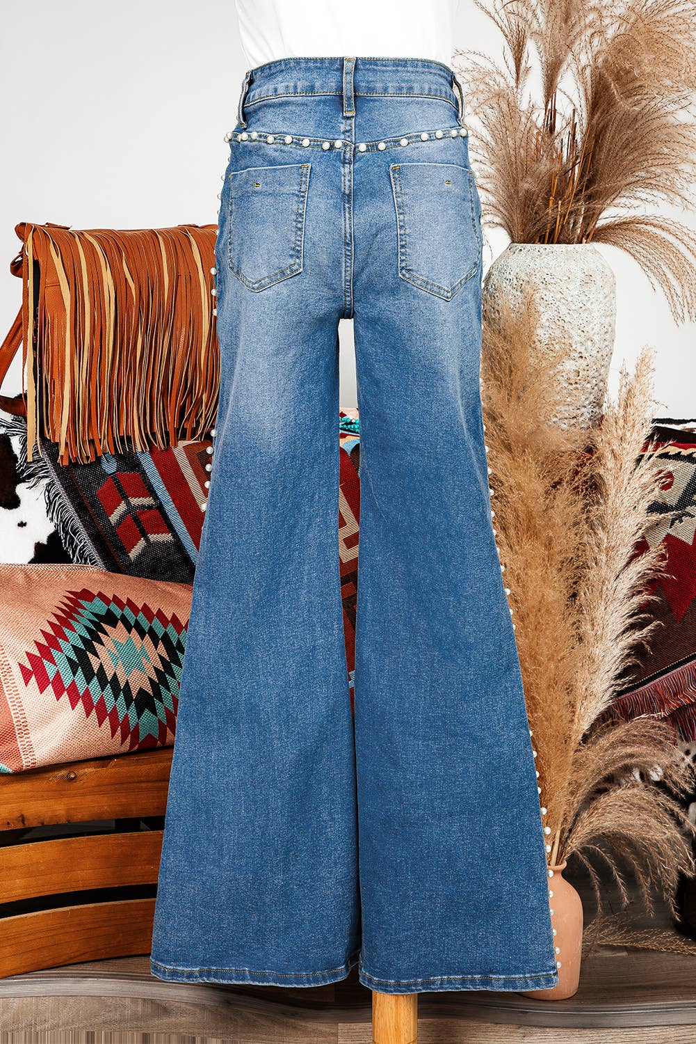 Western Pearl Boot Cut Denim Jeans