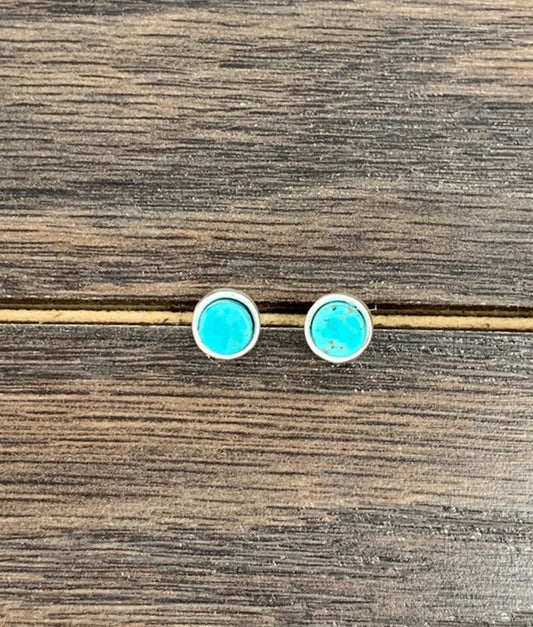 Round Turquoise Stud Earrings