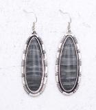 Long Oval Stone Earrings