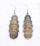 Long Oval Stone Earrings