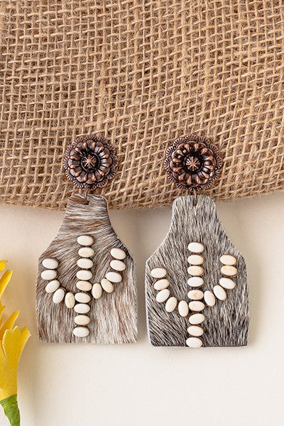 Animal Print and Cactus Squash Blossom Earrings