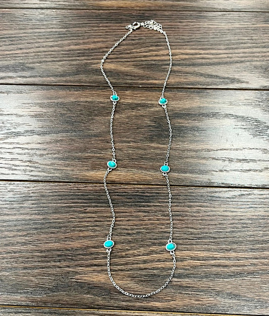 Handmade Oval Turquoise Linear Necklace