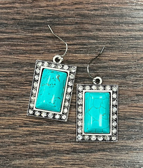 Turquoise Crystal Earrings (Two Colors)