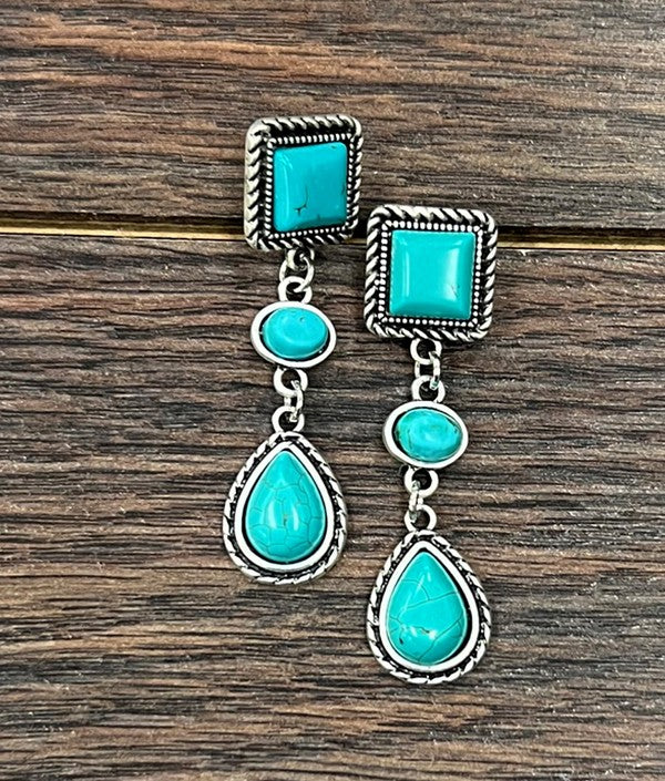 Handmade Turquoise Post Earrings