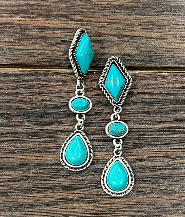 Drop Turquoise Post Earrings