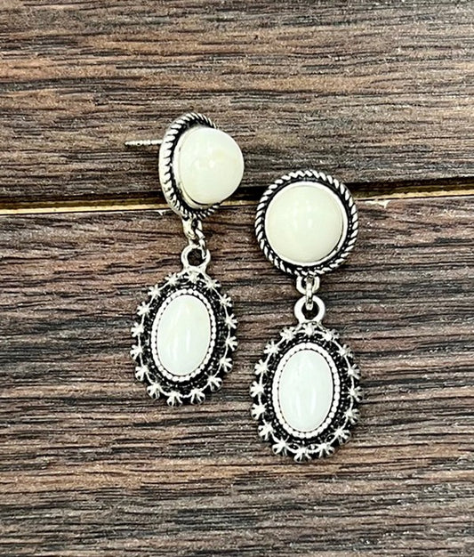 White Turquoise Post Earrings