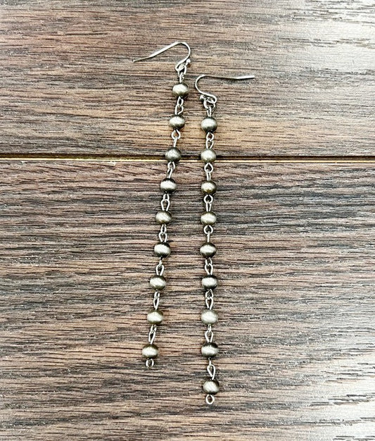 Handmade Navajo Bead Linear Earrings (Two Colors)