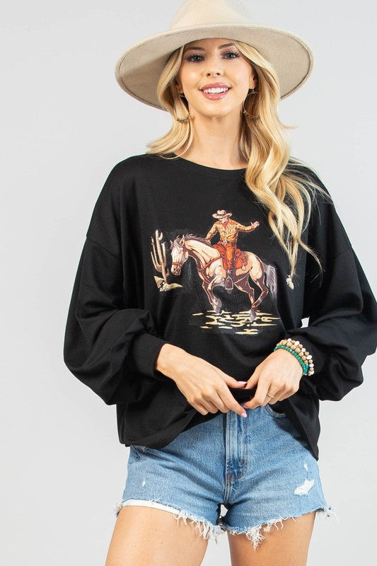 Western Cowboy Graphic Sweatshirt