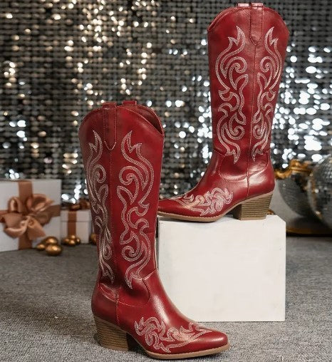 Red Mid-Calf Boots