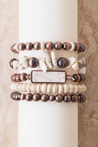 White Turquoise Stacked Bracelets