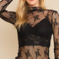 Mesh Lace Long Sleeve Stretch Top