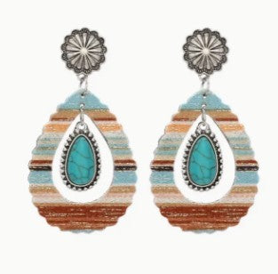 Retro Western Teardrop Turquoise Earrings