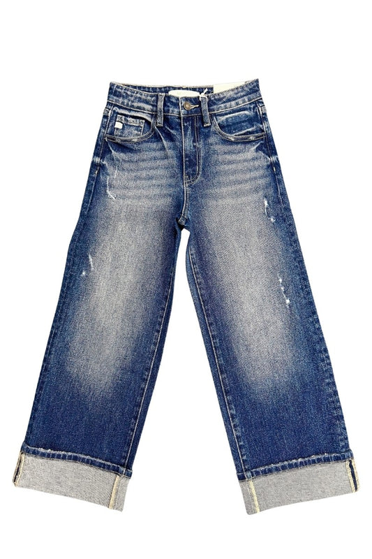 Ryann Girls Cropped Wide Leg Jeans