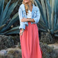 SMOCKING WAIST MAXI SKIRT WITH POCKETS (Four Colors)