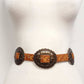 Western Oval Floral Concho Belt hand painted tooled belt