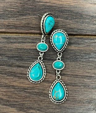 Drop Turquoise Post Earrings