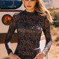 Western Rodeo Mock Neck Long Sleeve Mesh Top