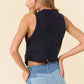 Black Button-Down Light Weight Denim Vest