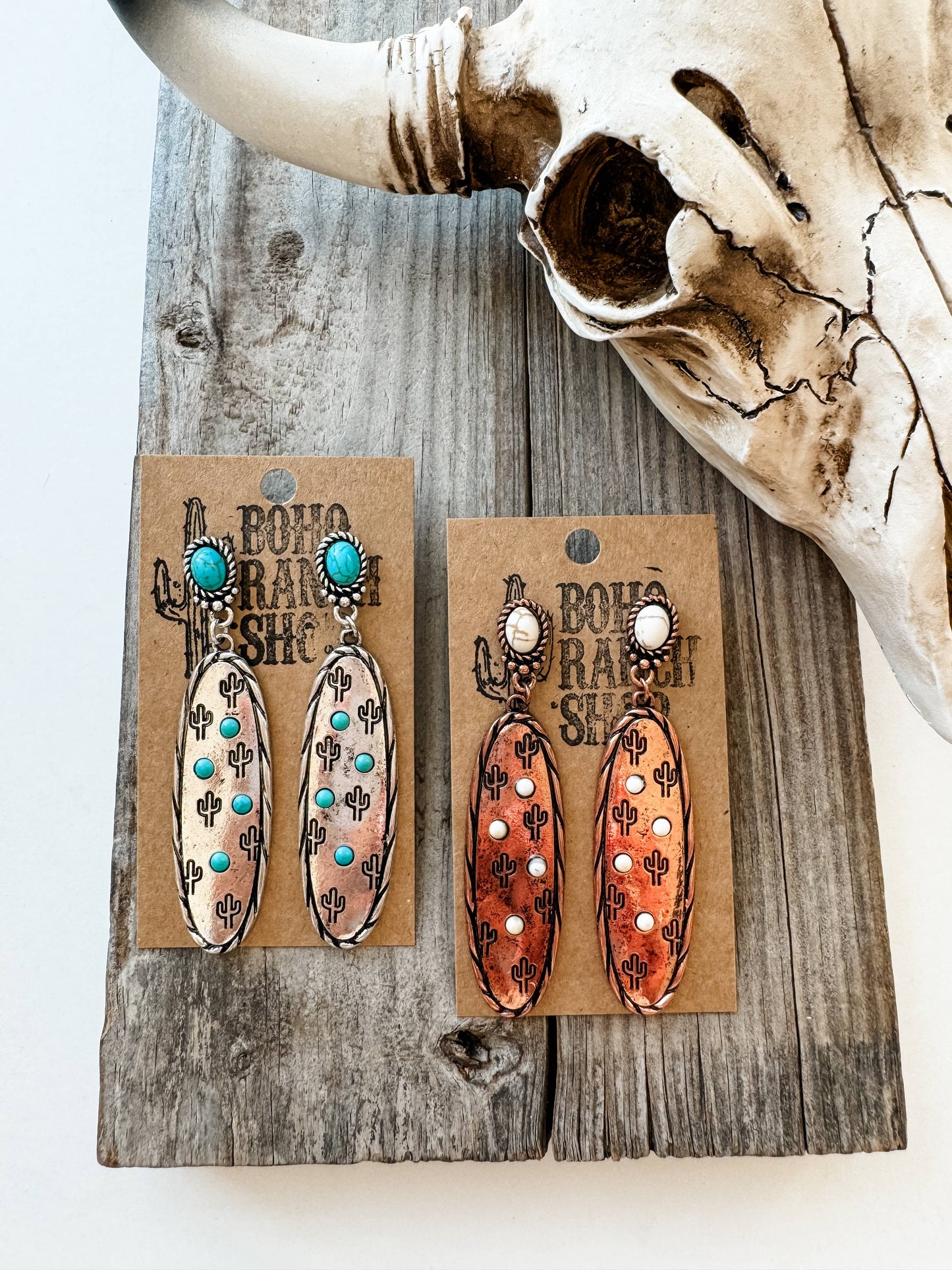 Western Stamped Stone Earrings (2 Styles)