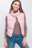 Faux Leather Puffer Vest