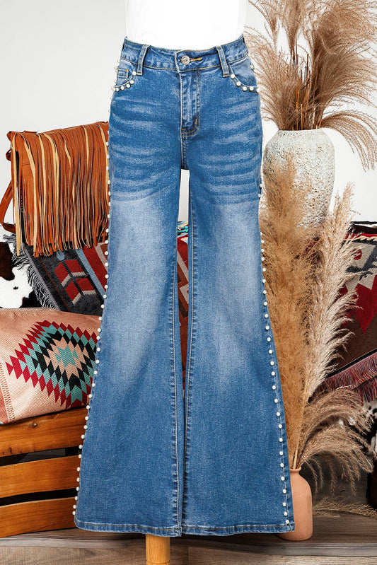 Western Pearl Boot Cut Denim Jeans