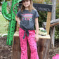 Fuschia Printed Denim Pants