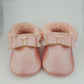 Metallic Bow Tie Pink Baby Moccasins