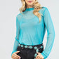 Solid Long Sleeve Mesh Top