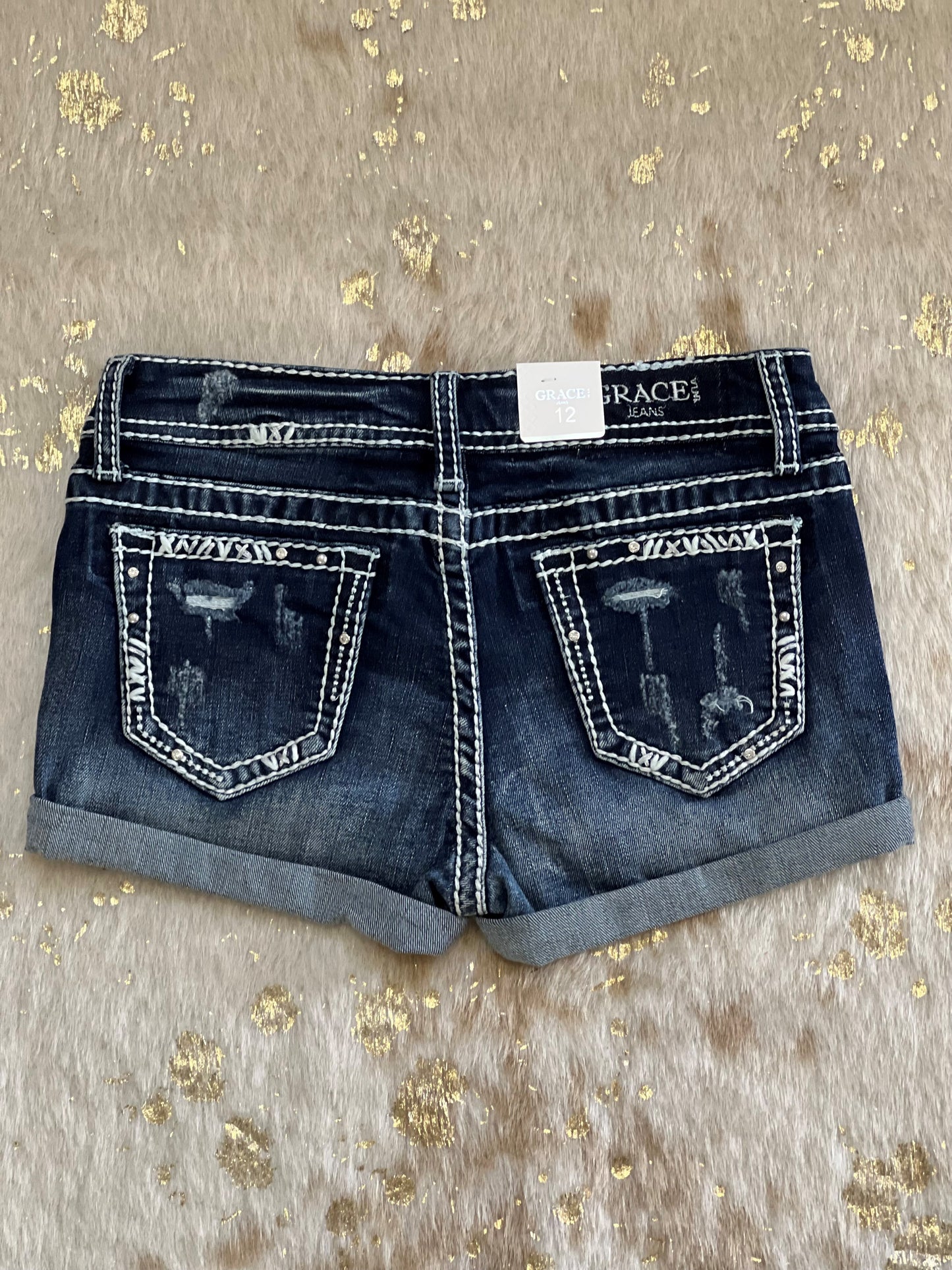 Girls Rhinestone Pocket Shorts