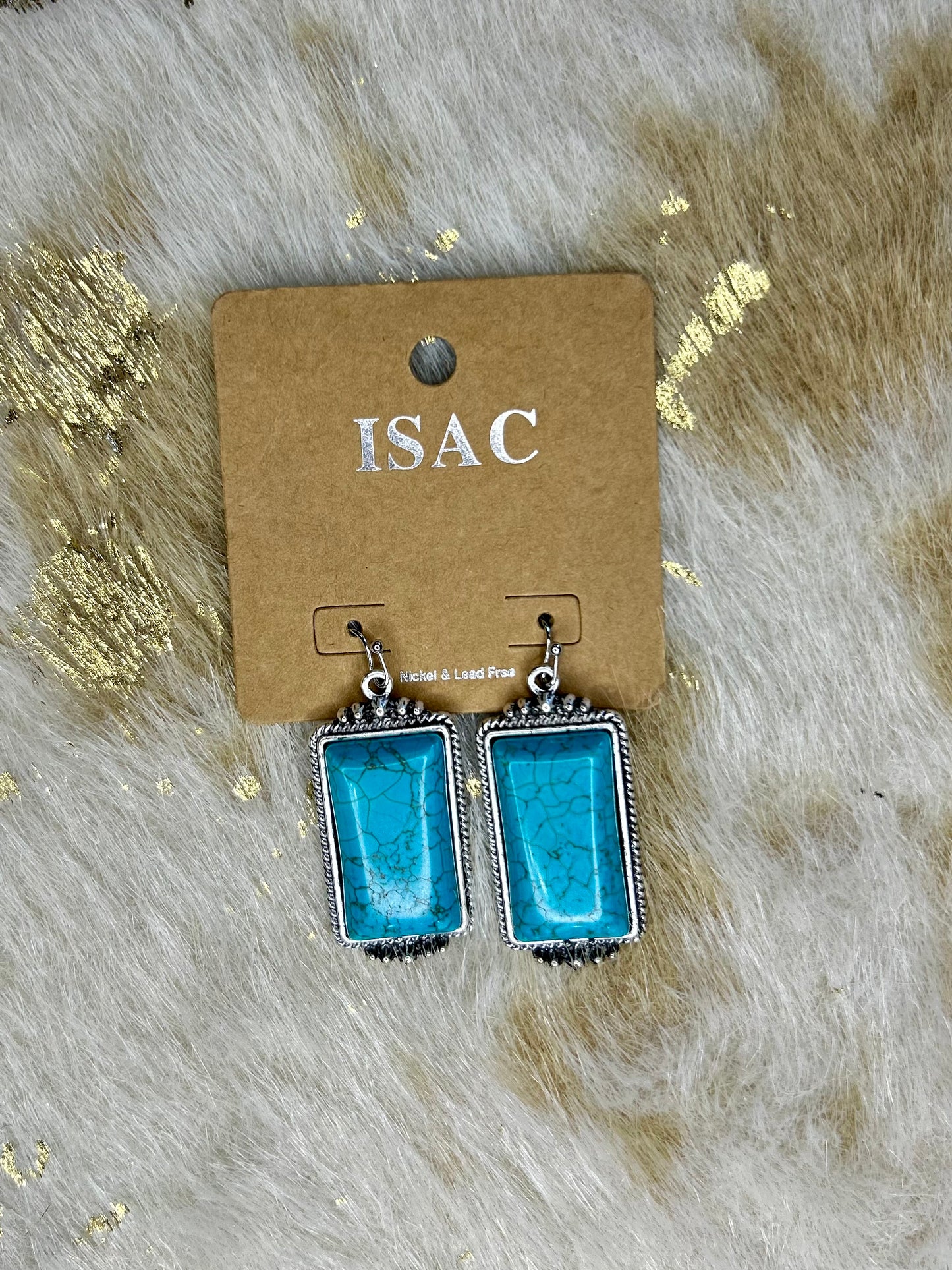 Large Rectangle Turquoise Earrings