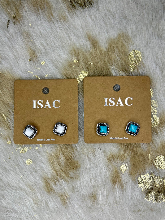 Square Turquoise Stud Earrings