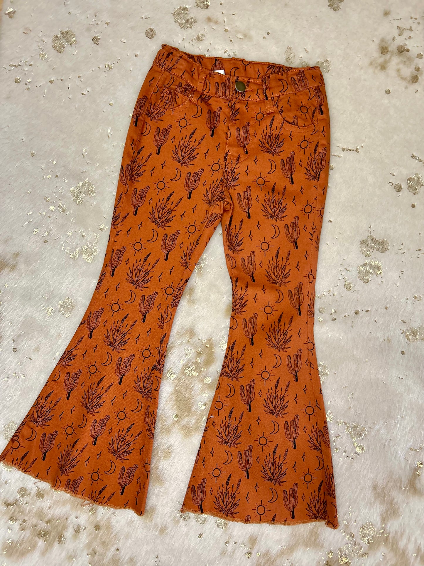 Sunset Country Printed Bootcut Denim Flares