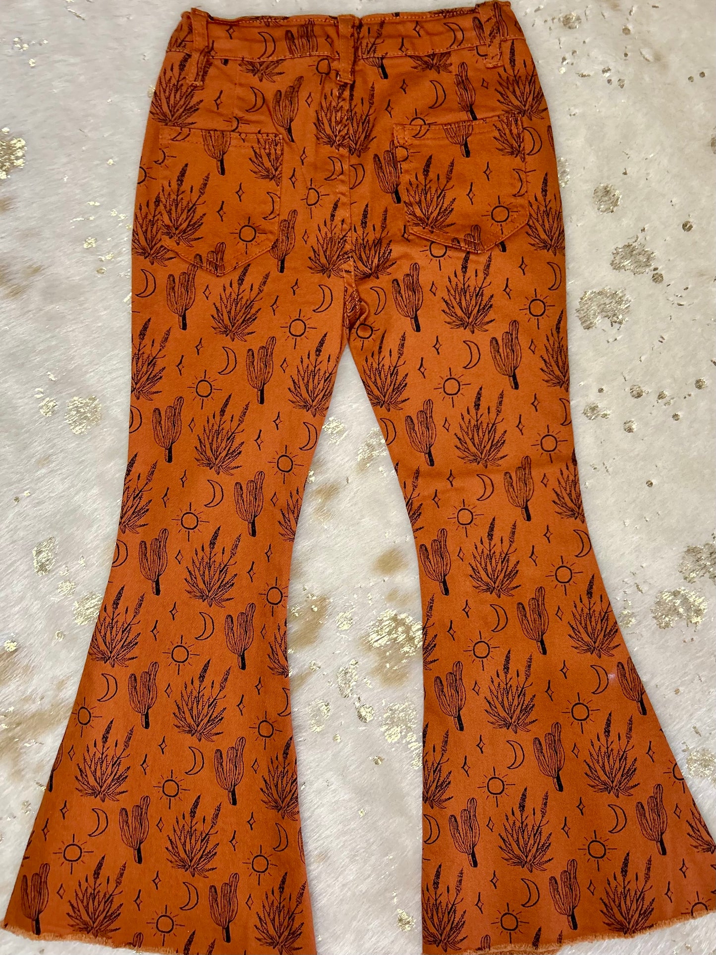 Sunset Country Printed Bootcut Denim Flares