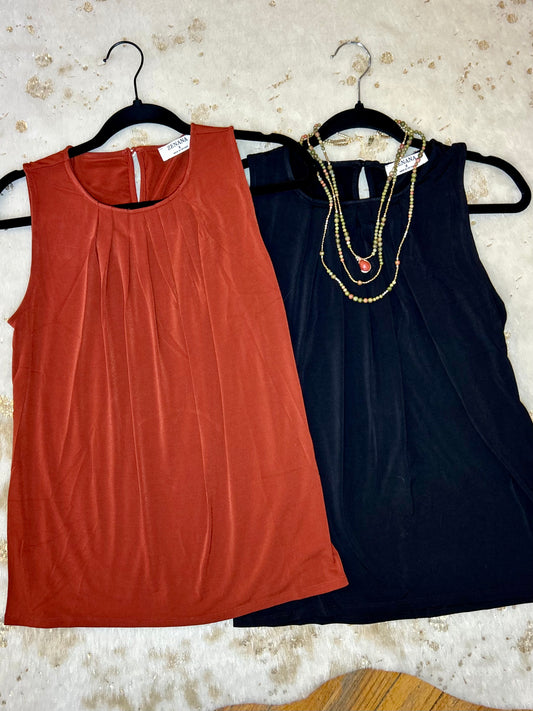 Round Neck Tank W/ Back Pearl Button