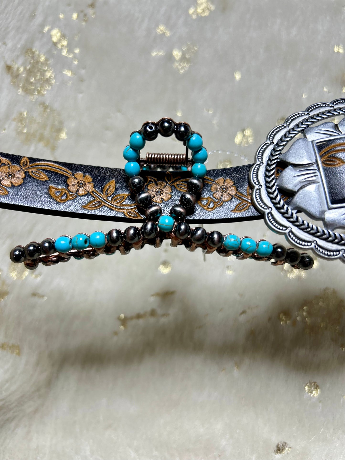 Turquoise Navajo Pearl Claw Clip