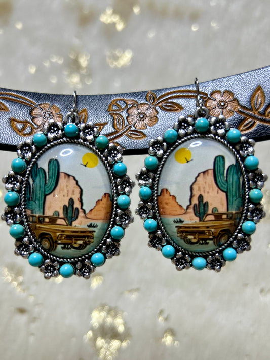 Round Western Picture Earrings - Two Styles