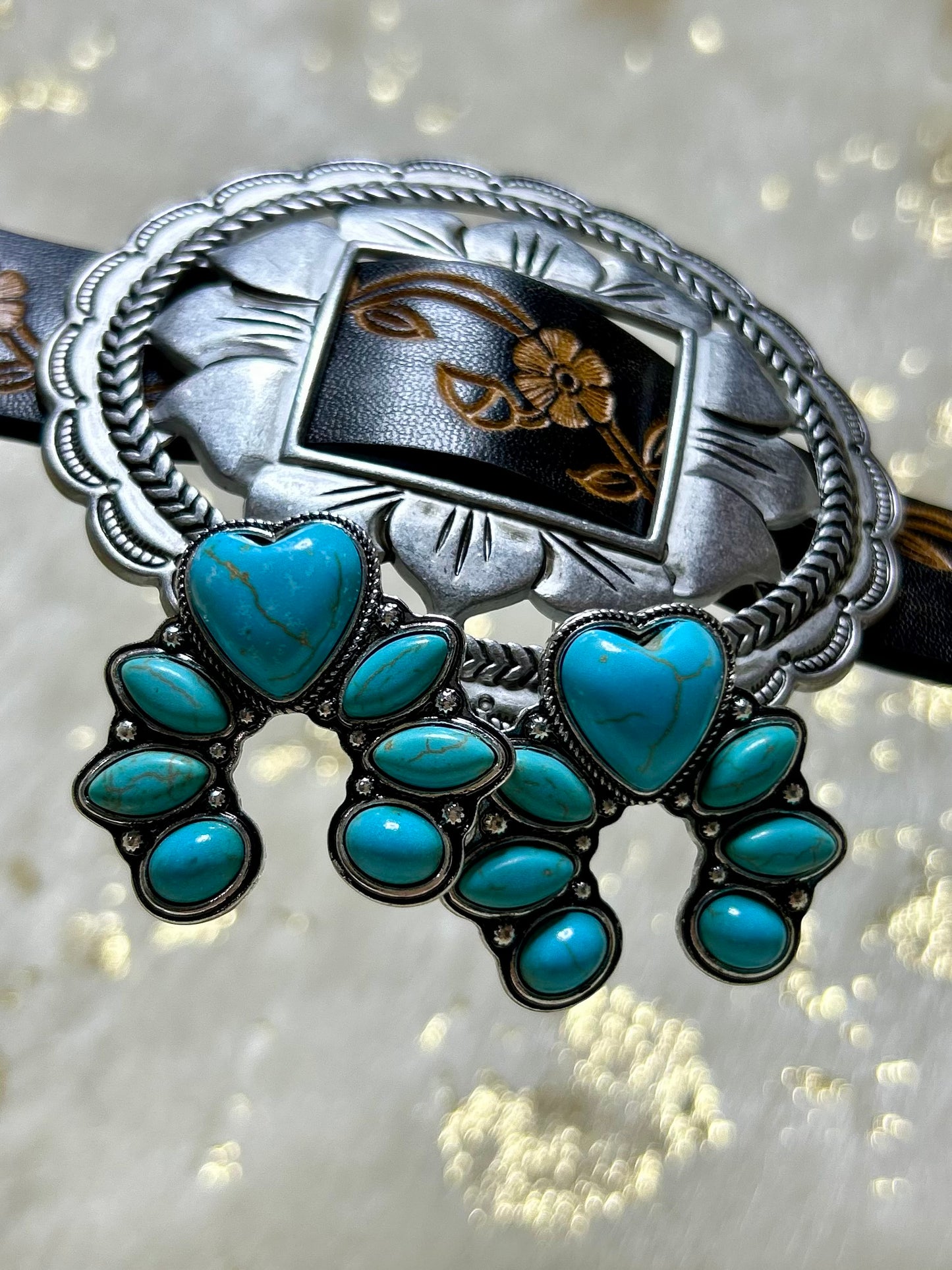 Turquoise Heart Squash Earrings