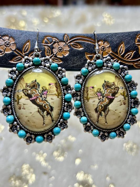 Round Western Picture Earrings - Two Styles