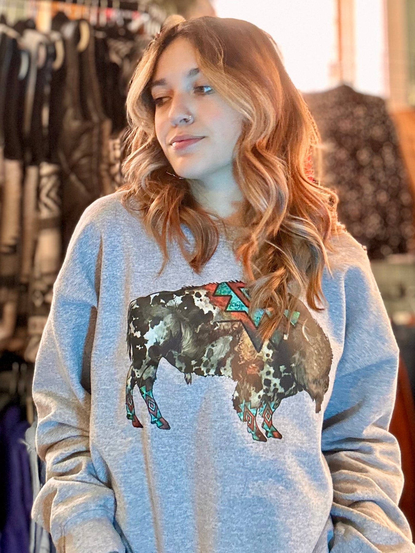 Aztec Buffalo Sweatshirt - Medium