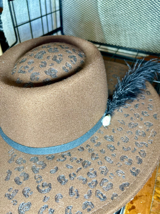 Brown Cheetah Custon Hat