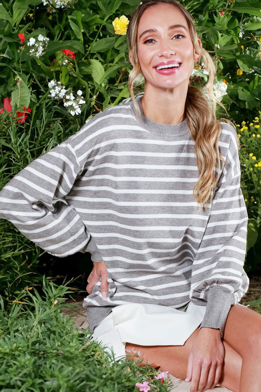 LONG SLEEVE STRIPED SWEATER TOP