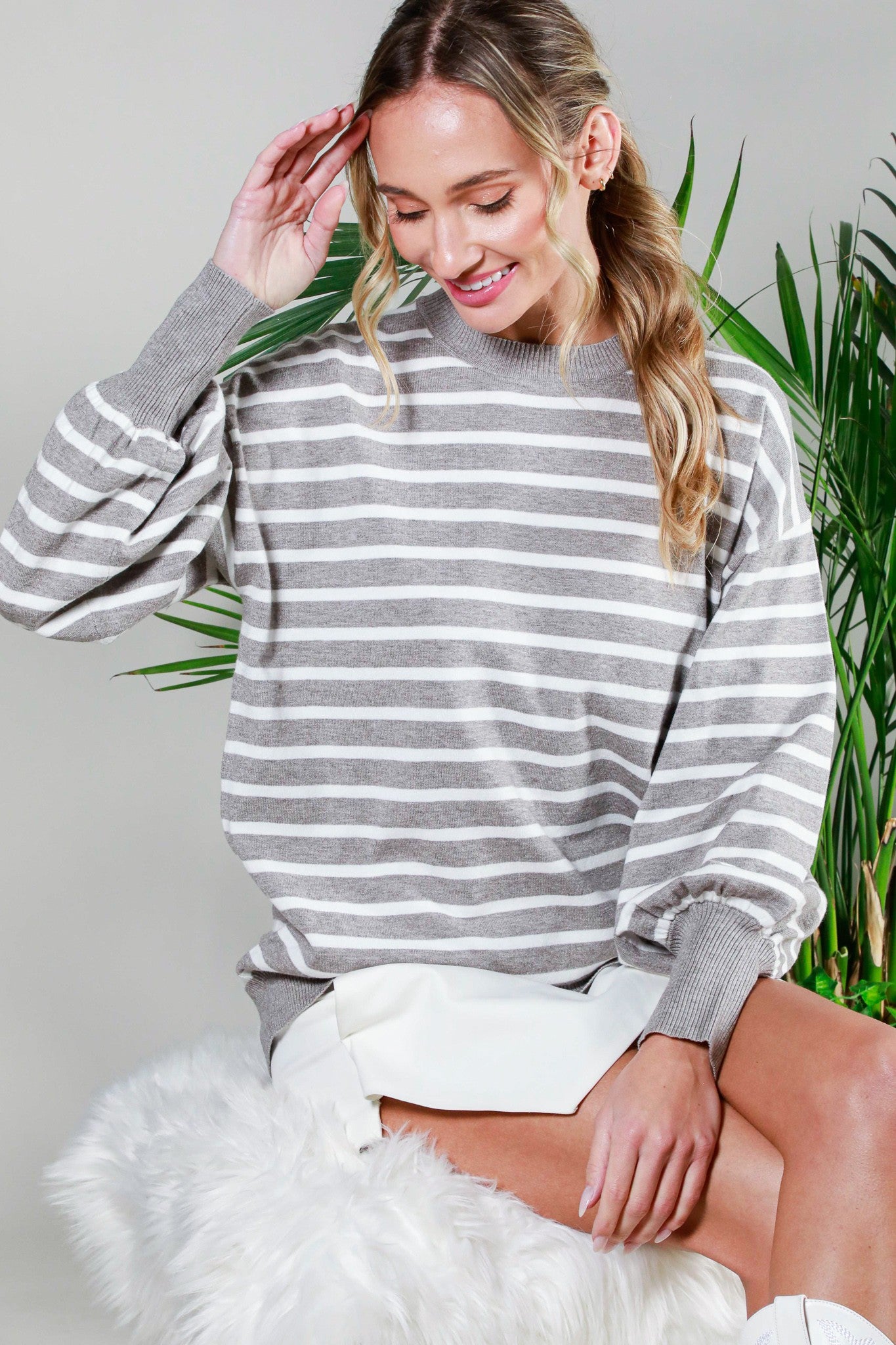 LONG SLEEVE STRIPED SWEATER TOP