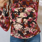 Floral Print Sheer Mesh Long Sleeve Top