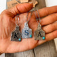 Initial Ear Tag Necklace - Turquoise Stone Pendant