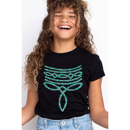 Turquoise Stone Boot Stitch Kids Graphic T Shirts (2 Colors)