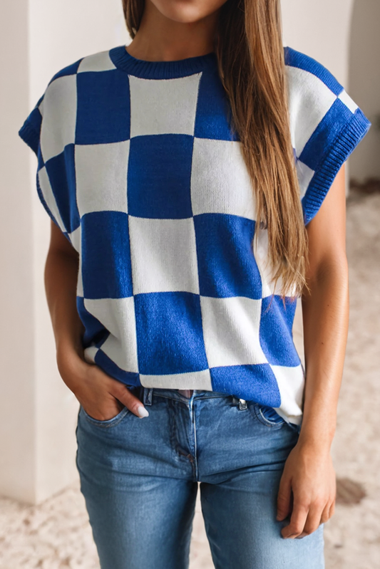 Checkered Knit Top