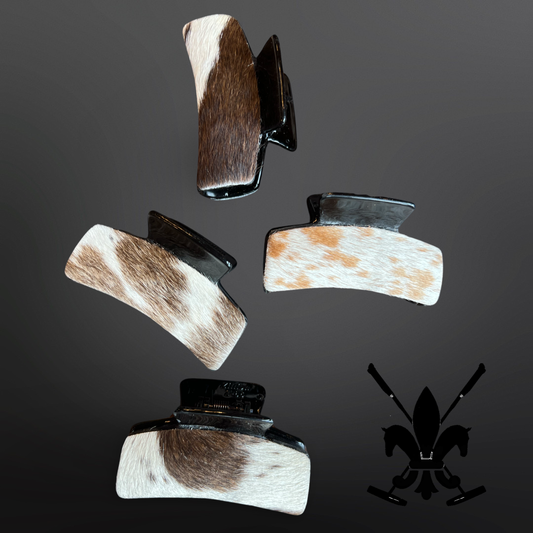 Real Cowhide Claw Hair Clip - Western Inspired Glossy Clip