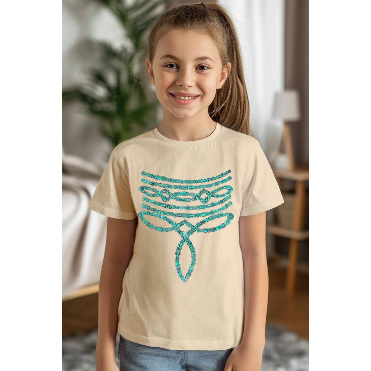 Turquoise Stone Boot Stitch Kids Graphic T Shirts (2 Colors)